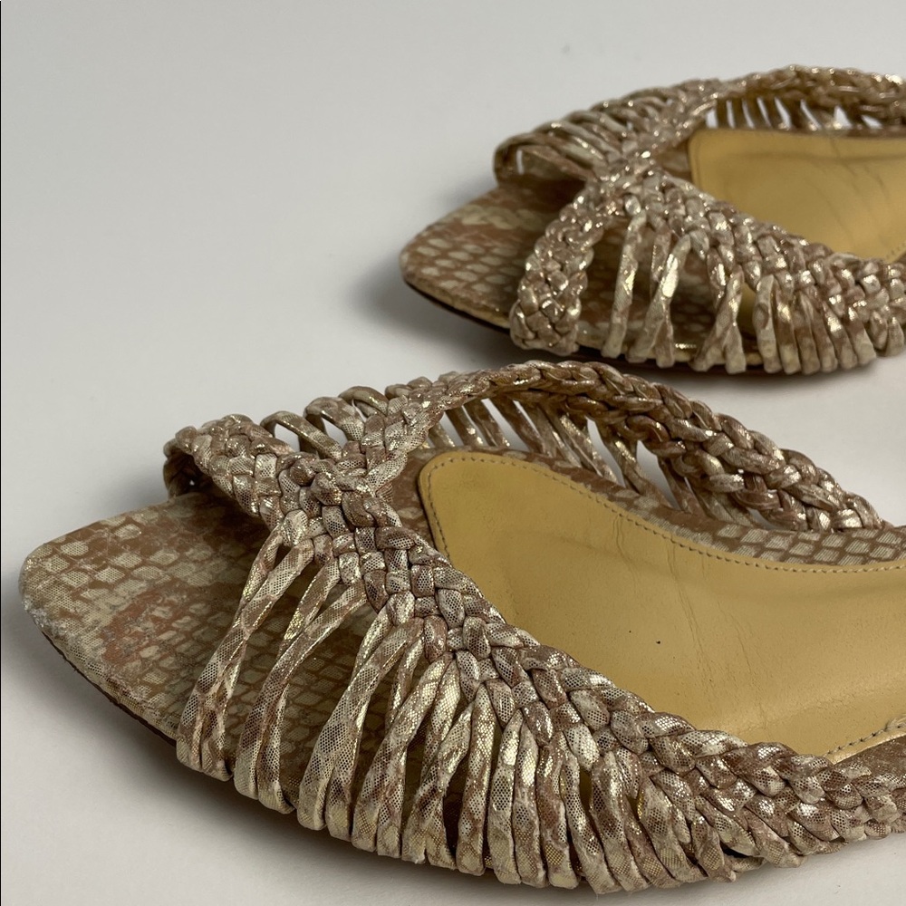 ALEXANDRE BIRMAN Agatha Flat Sandals Metallic Gold Leather. 39.5. - Picture 9 of 14